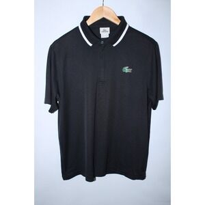Lacoste Men's Size 5 Black Short Sleeve Quarter Zip Polo Shirt